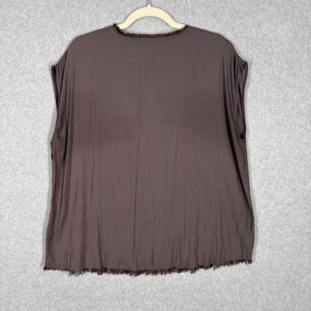 Grade Gather Blouse Large Fringe Festival Lagenlook Coastal Boxy Neutral Minimal - Picture 10 of 11